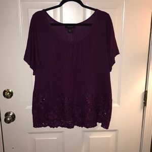 0X PURPLE EYELET KAREN KANE SS TOP